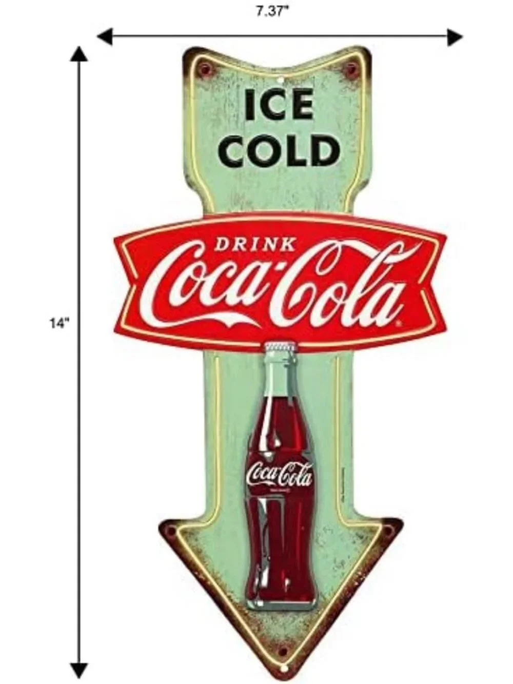 Vintage Ice Cold Arrow Embossed Metal Sign | Retro Wall Decor for Home Bar